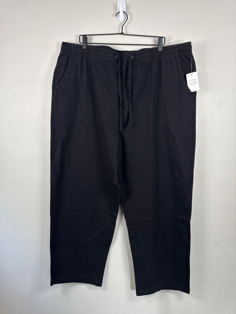 NWT Lucky Brand Mens Black Twill Elastic Waist Drawstring Pants XXL